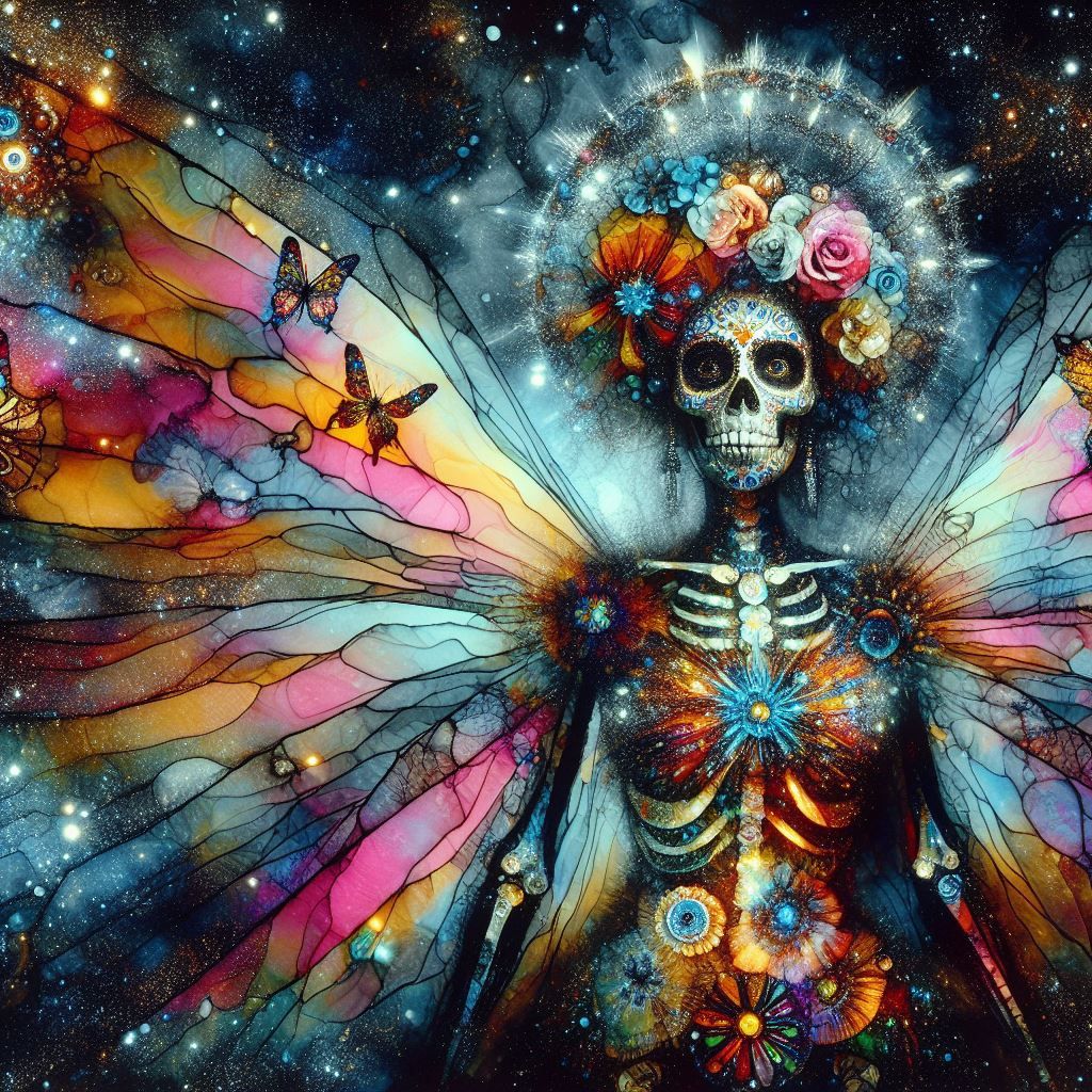  black and orange , mystical and poetic dreamlike Paul Klee, surreal and celestial,  Christmas tree decorated for Halloween,  etching & deli... - Start Image 2