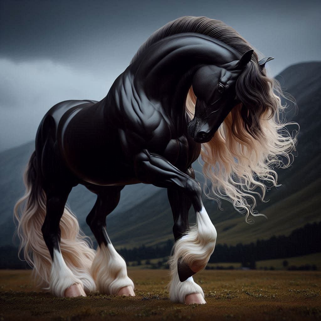 Eldritch intricately detailed Van Gogh Wadim Kashin shadow horse