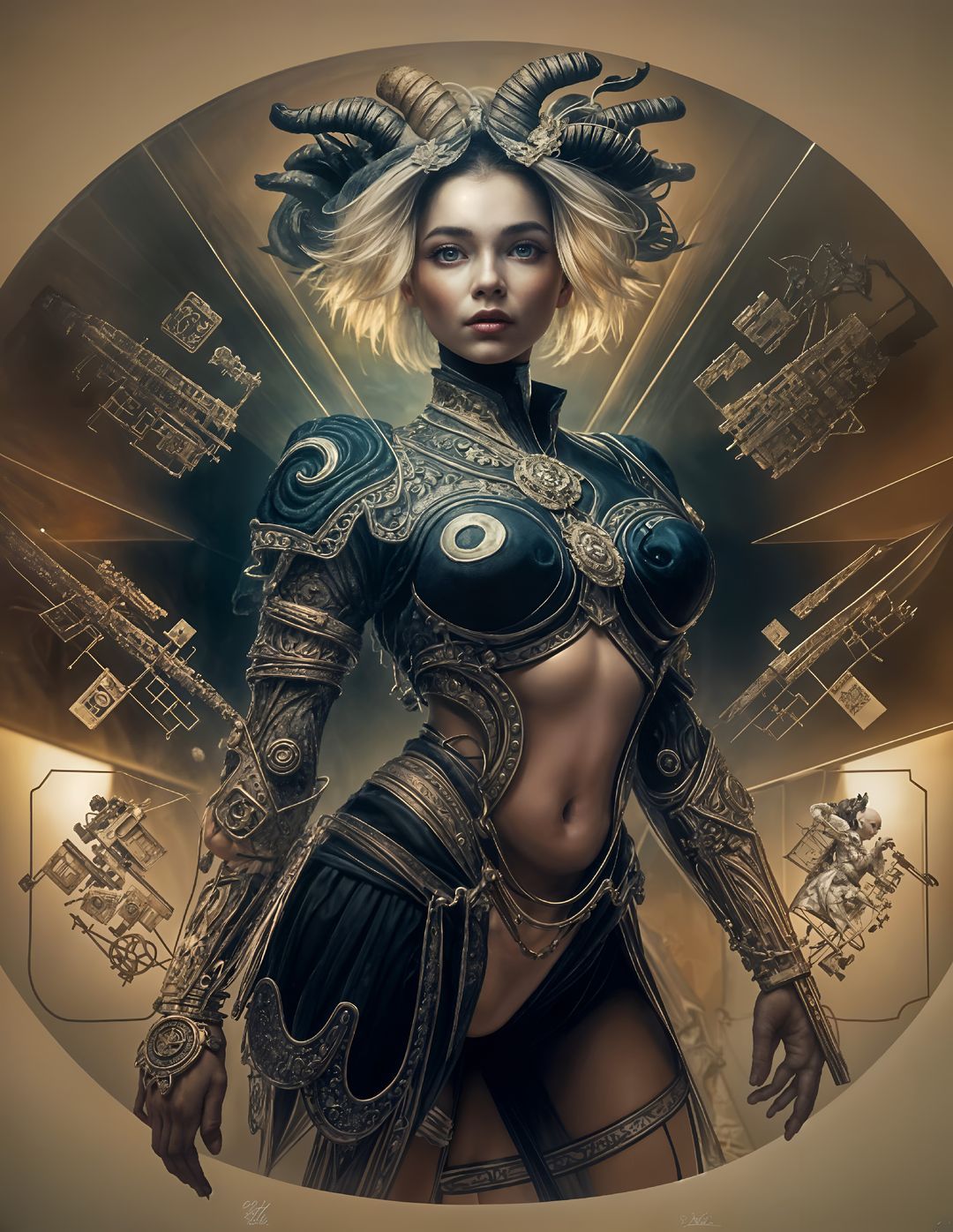 Superwomen Tim Burton Wes Anderson Van Gogh Zdzisław Beksiński Wadim Kashin tetradic colors detailed painting concept art