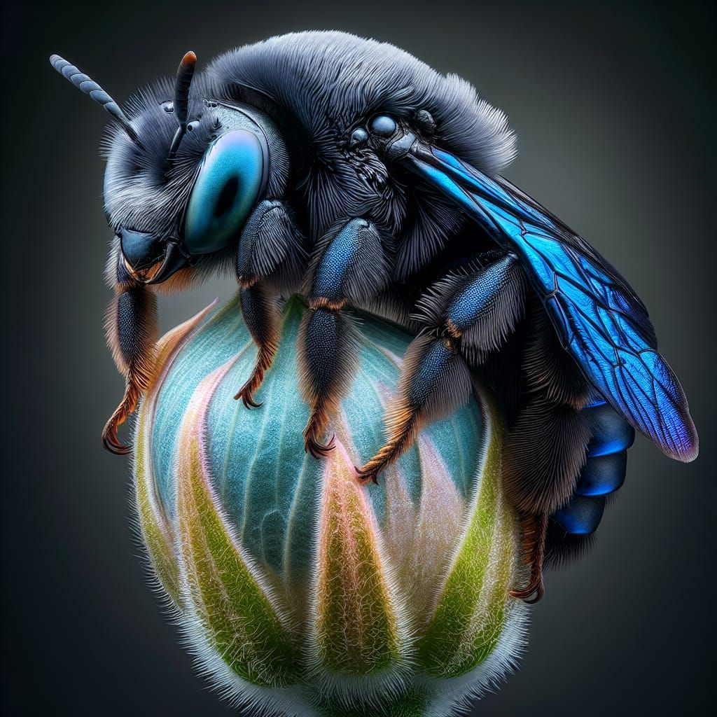  robot bee flower 8k resolution concept art monochromatic expressionism