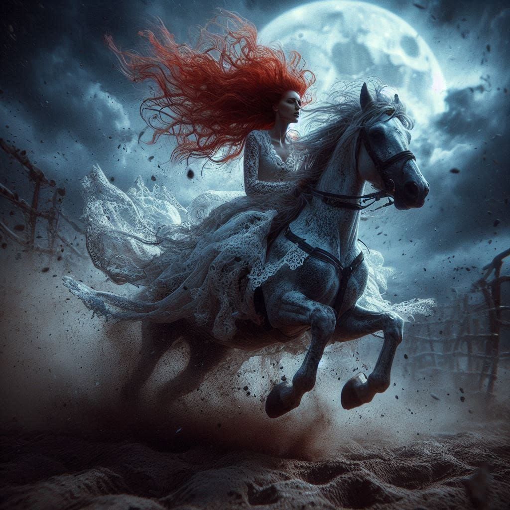 Lady Minerwa Zdzisław Beksiński Van Gogh Tim Burton complementary colors modern European ink painting ink drawing impasto horse