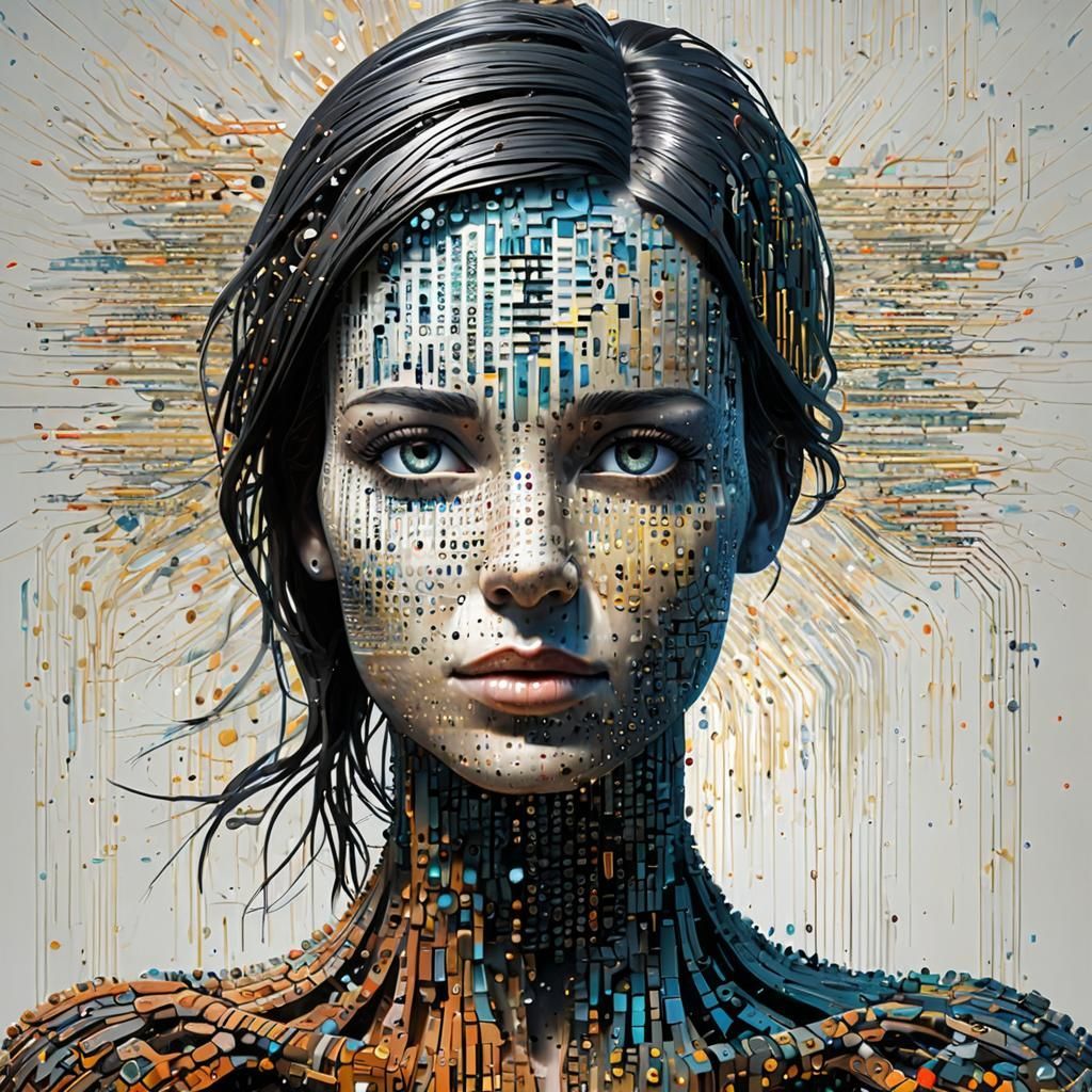 Face cute girl inscription love color gradient minimalism modern European ink painting oil on canvas