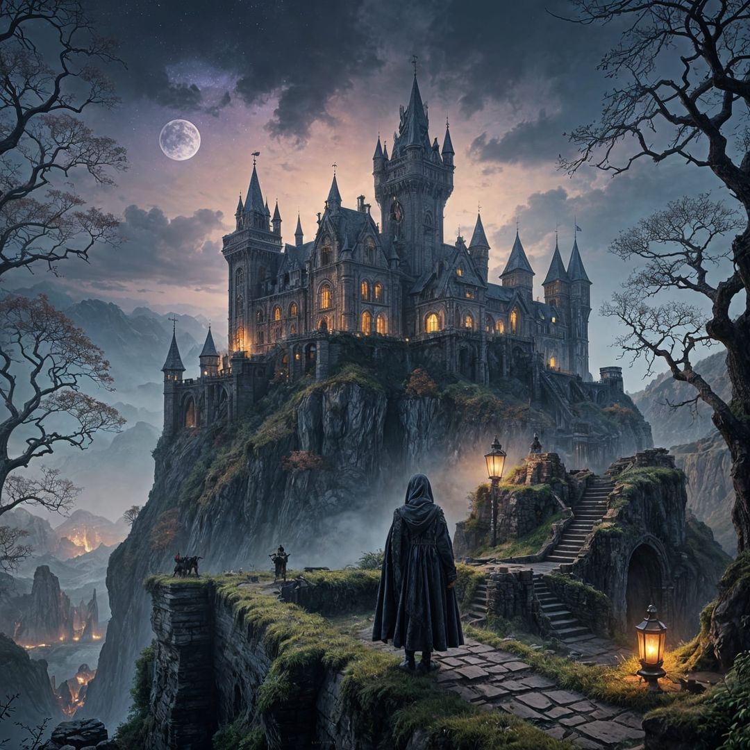 Big castle darness analogous colors split-complementary colors kinetic pointillism