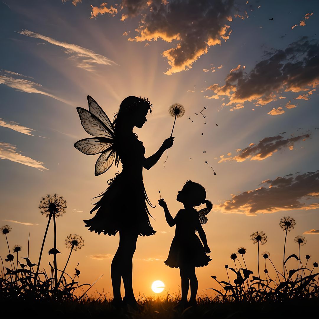 Fairy and girl cute dynamic lighting triadic colors minimalist