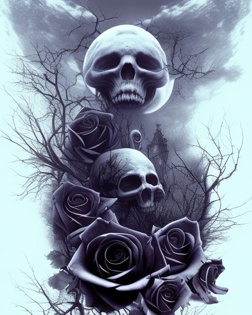 Time is in reverse, so the roses regress back into sprouts/seedlings, the skulls become faces again and gorw hair.