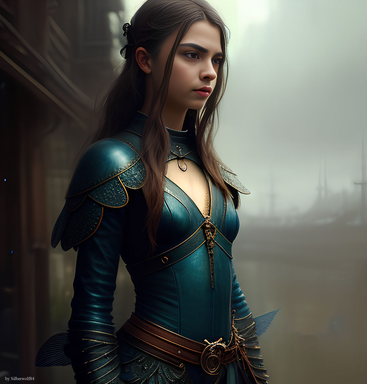 starling elf, delicate face, blue eyes, pointed ears, dressed in soft blue, thoughtful smile, portrait, closeup, detailed,
