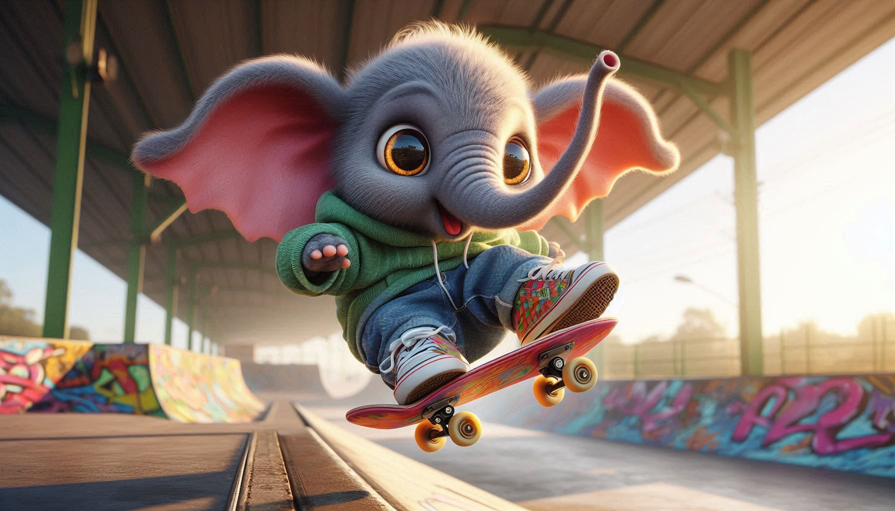 Elephant skateboarder 