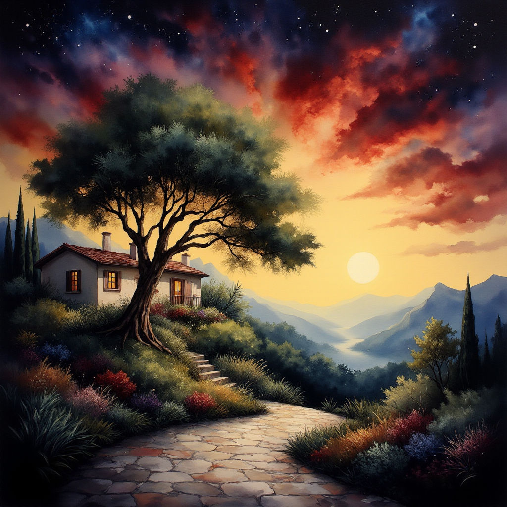 Mediterranean Villa Oak Tree Testing #25