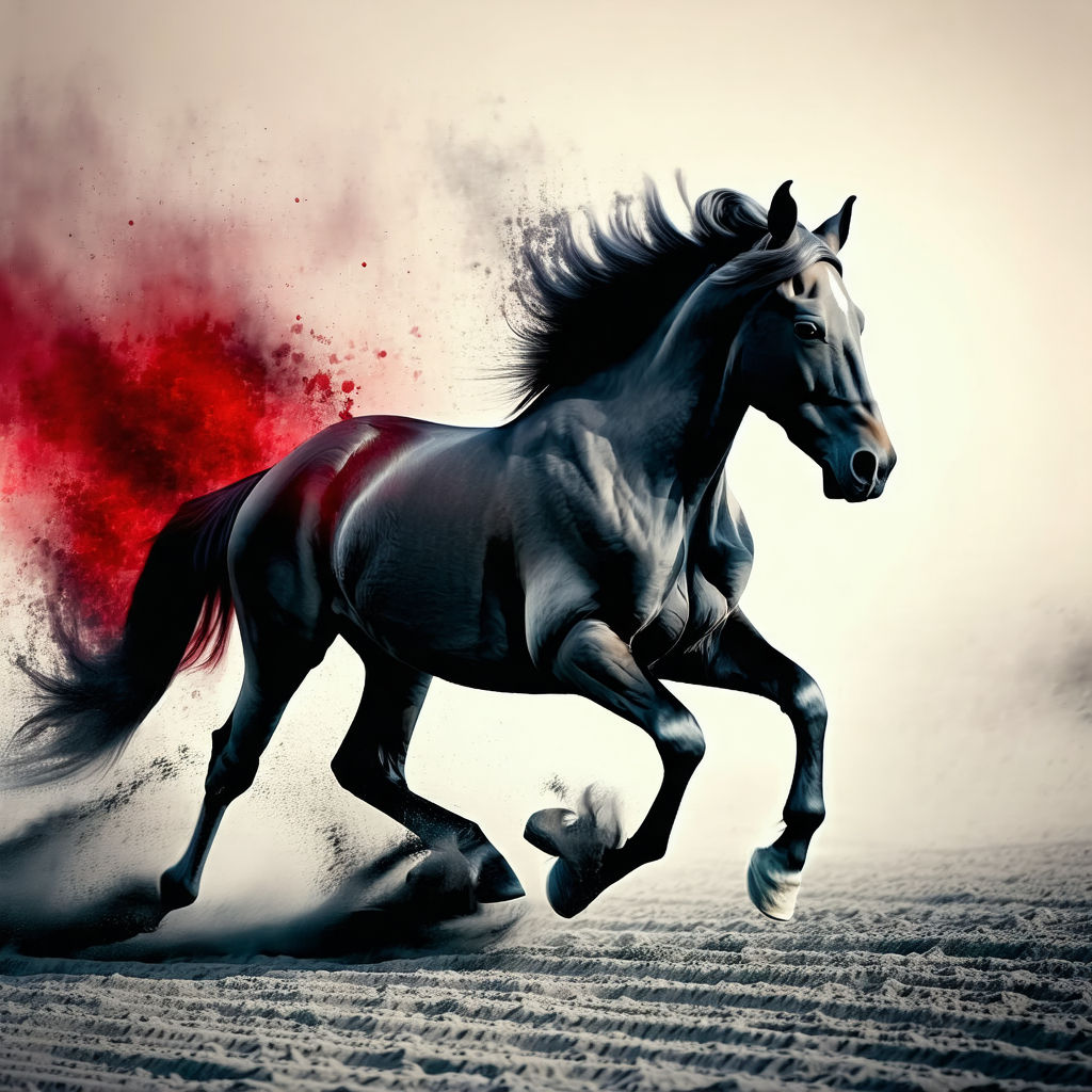 Horse running at full speed  - Animal Digital Paintings