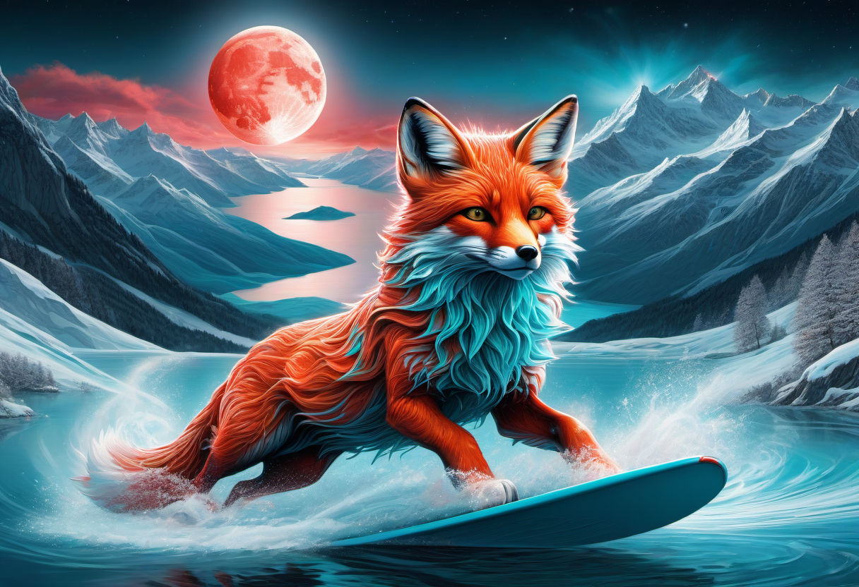 Paprika is waterskiing in Switzerland!! red and turquoise