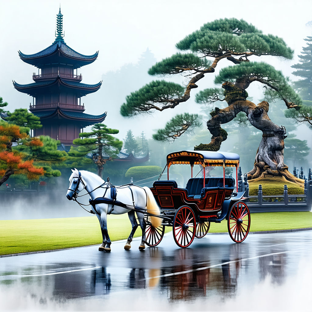 Horse-drawn carriage in Japan