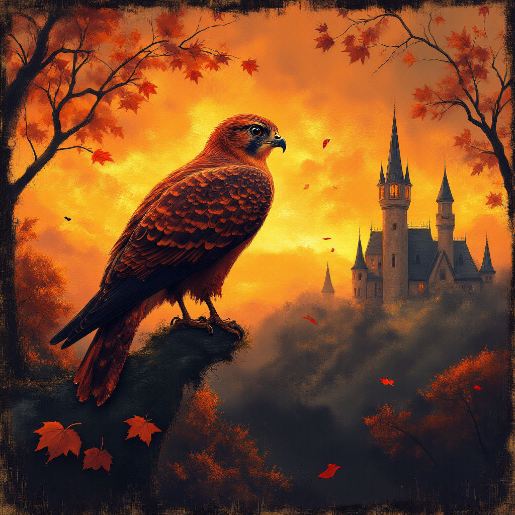 Peregrine Falcon with a castle #2-2