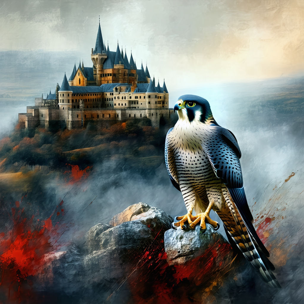 Peregrine Falcon with a castle behind #2