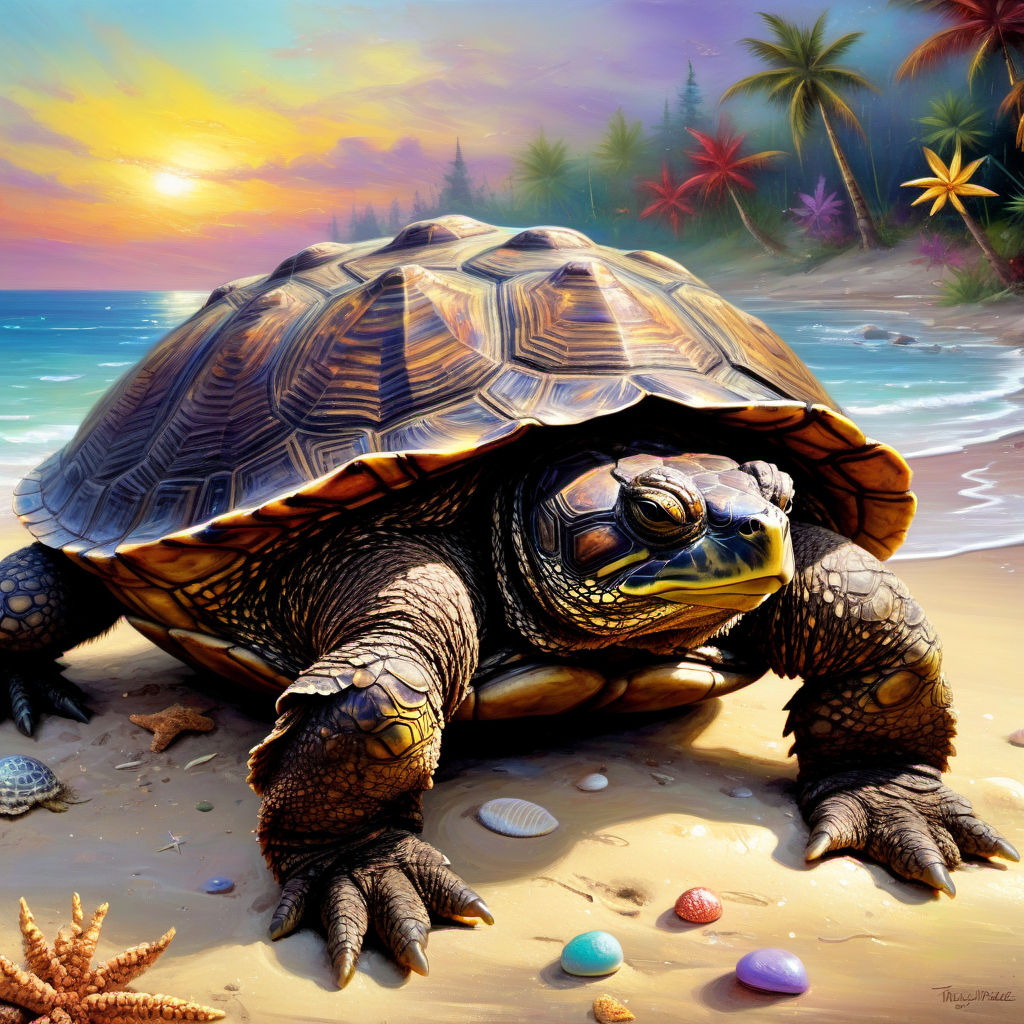 Snapping Turtle sitting on a beach