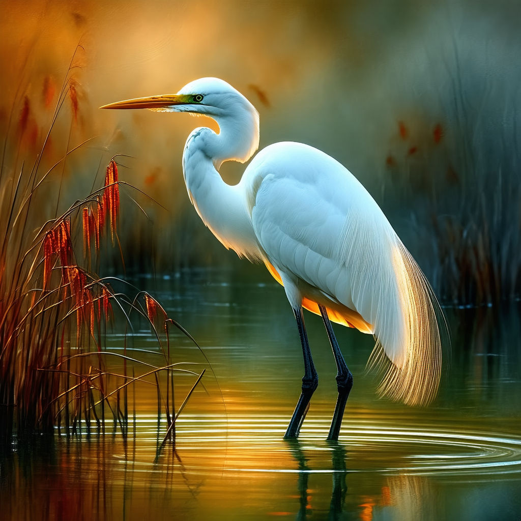 Egret  - Animal Digital Paintings