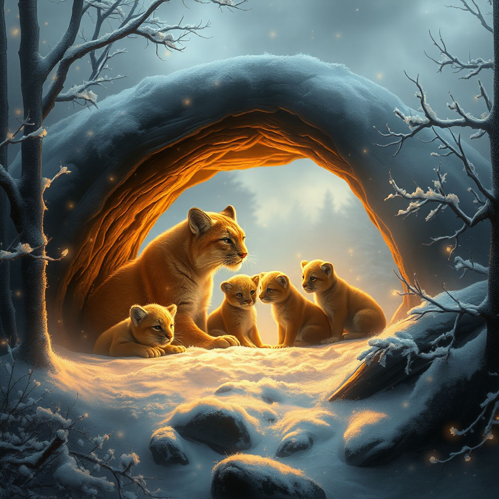 A Majestic Cougar with four Adorable Cubs #2
