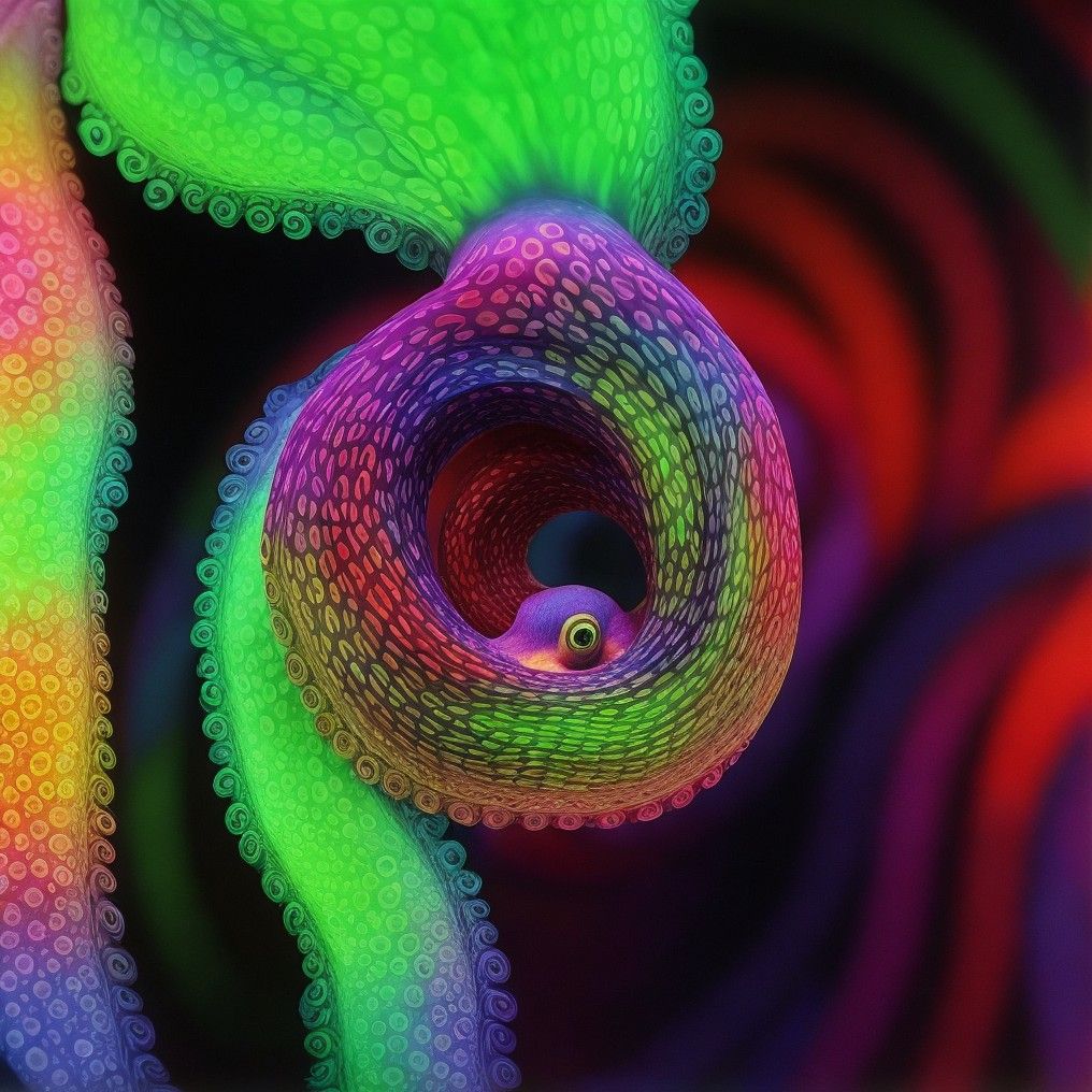 Psychedelic transcendent magic mushroom
And a ant