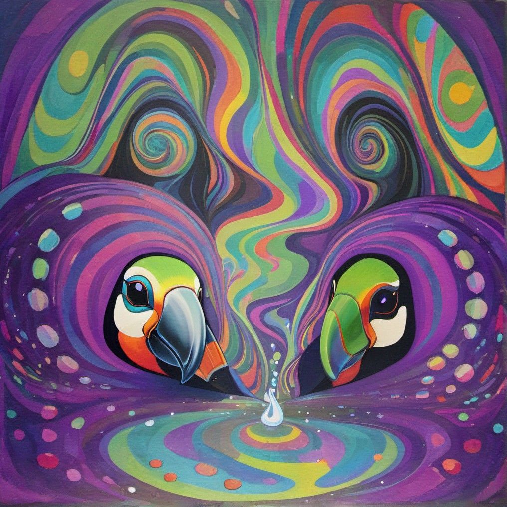 Psychedelic transcendent magic mushroom
And a ant