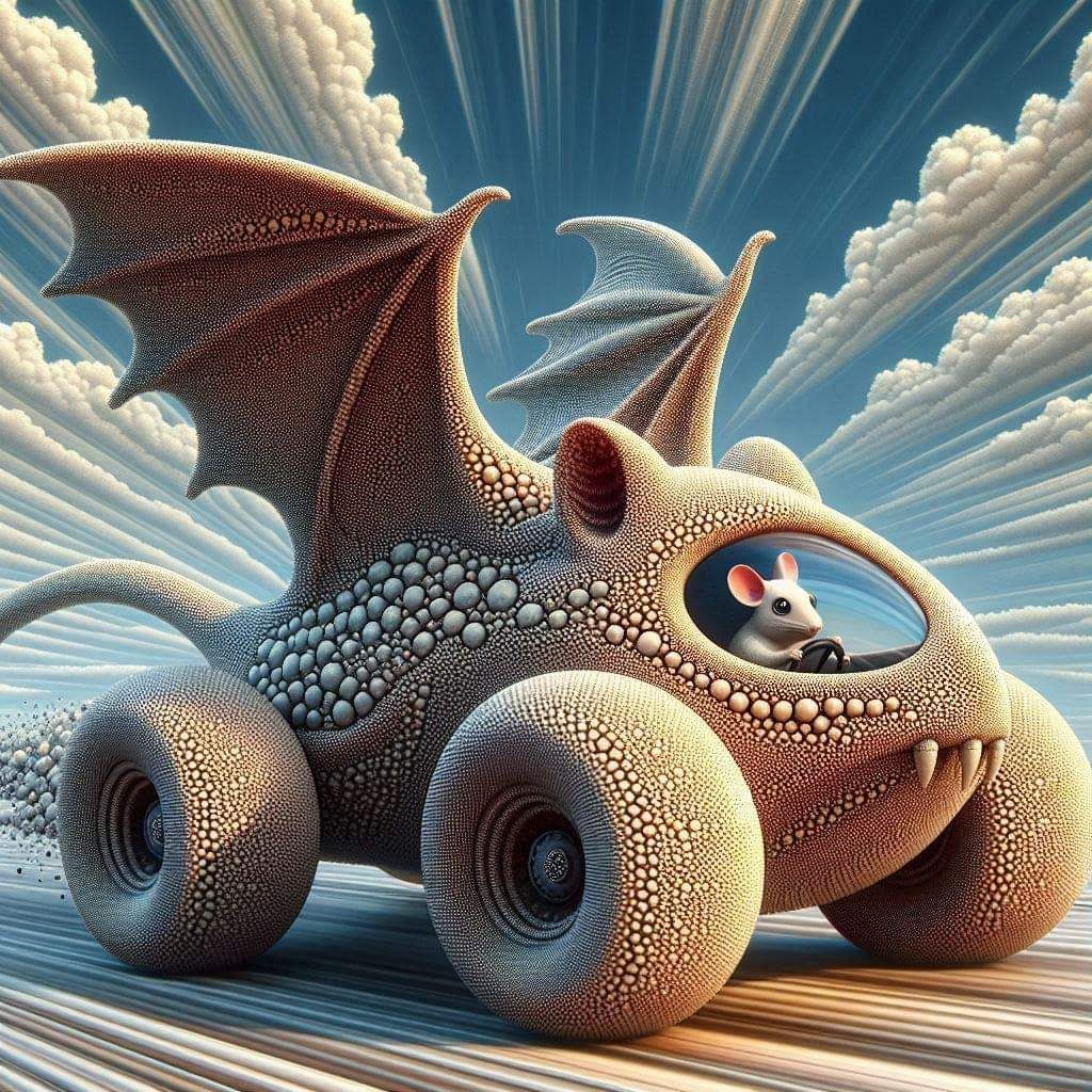 Bat - airplane: a natural sculpture of a  [Bat] style  pointillism + mosaic smooth and rounded, esoteric, drawing the viewer in. The [Bat] h...