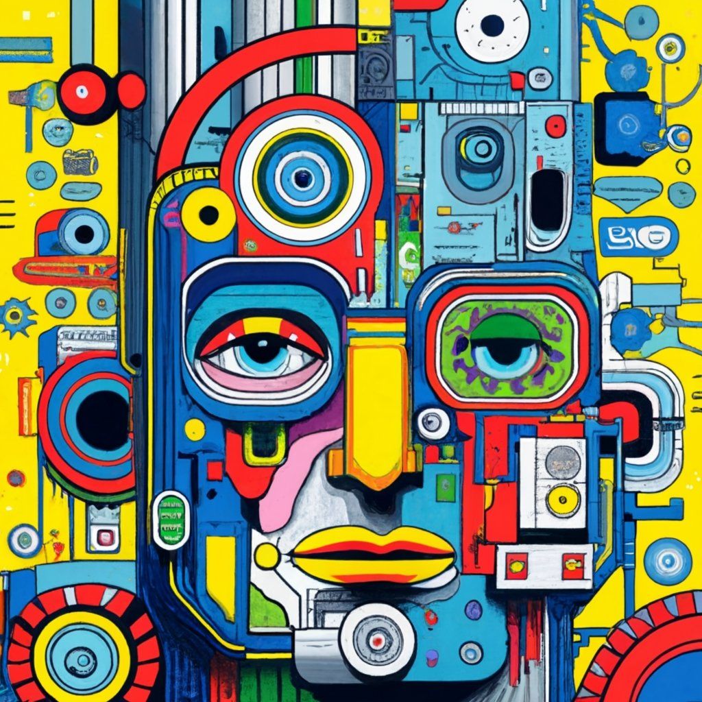 Cyborg robot man. Paolozzi pop art 1970
