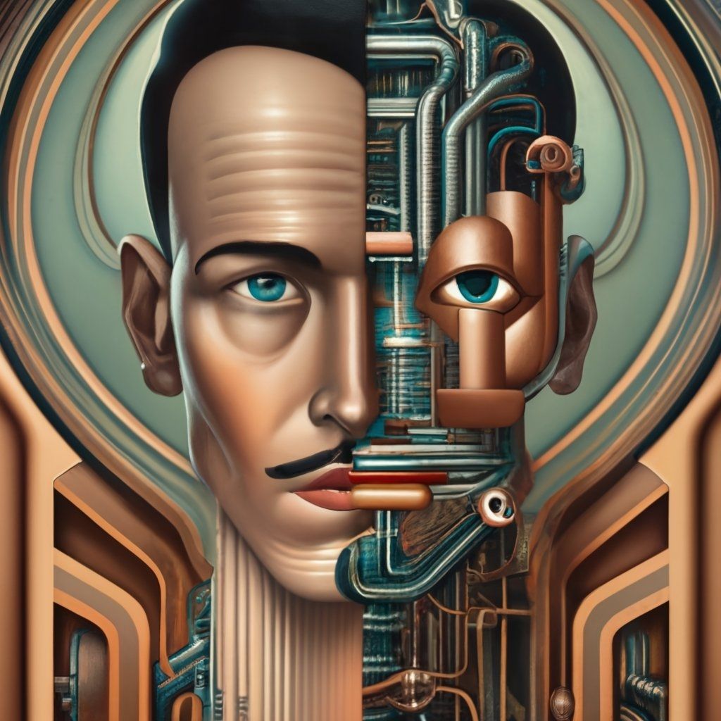 Face of a cyborg. Vintage 1939