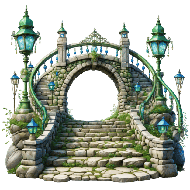 "Dark fairytale style steps on a white background" Hyperrealistic, splash art, concept art, mid shot, intricately detailed, color depth, dra...