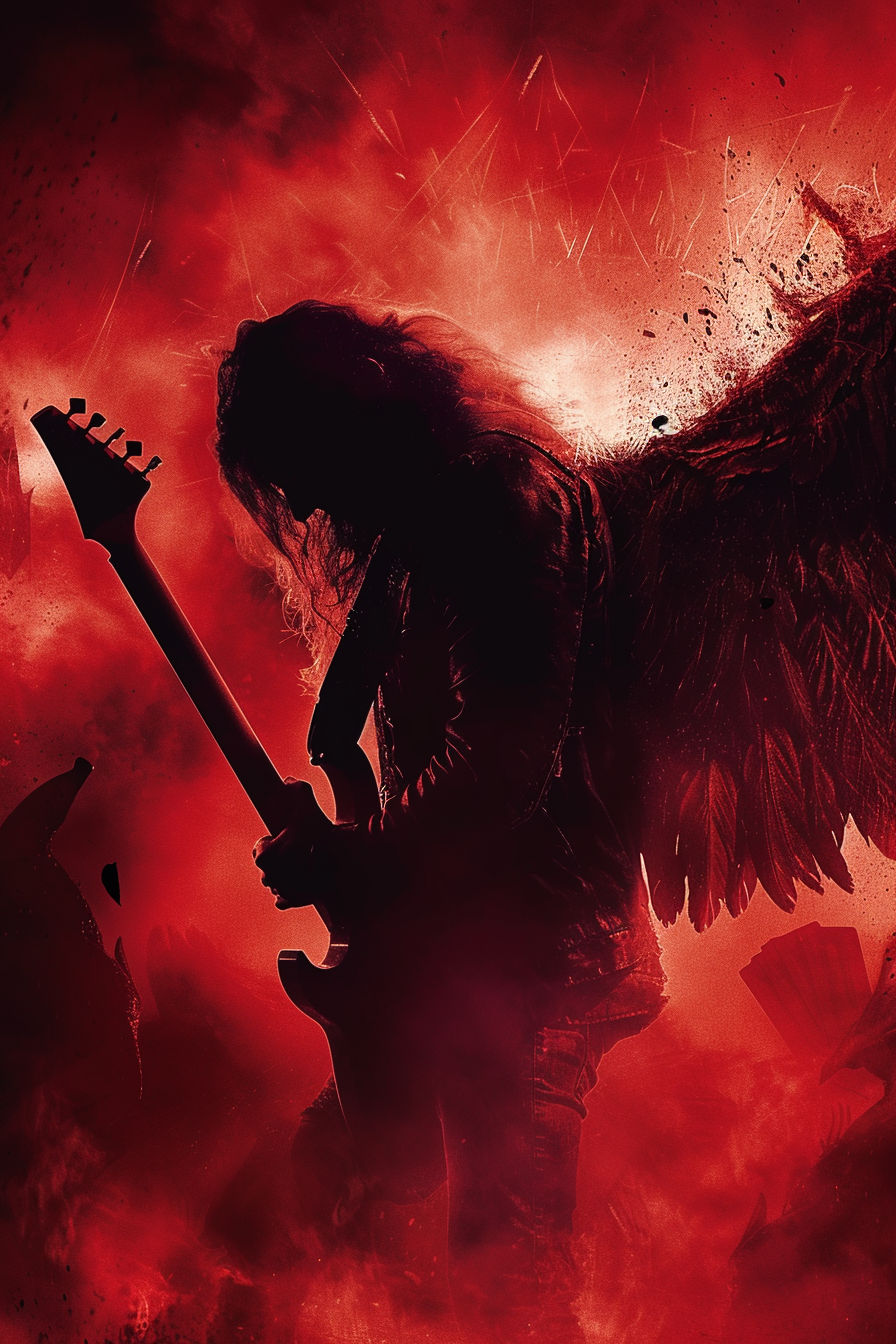 The devil's guitar player tears into an eclectic guitar lost amongst the flames of hell