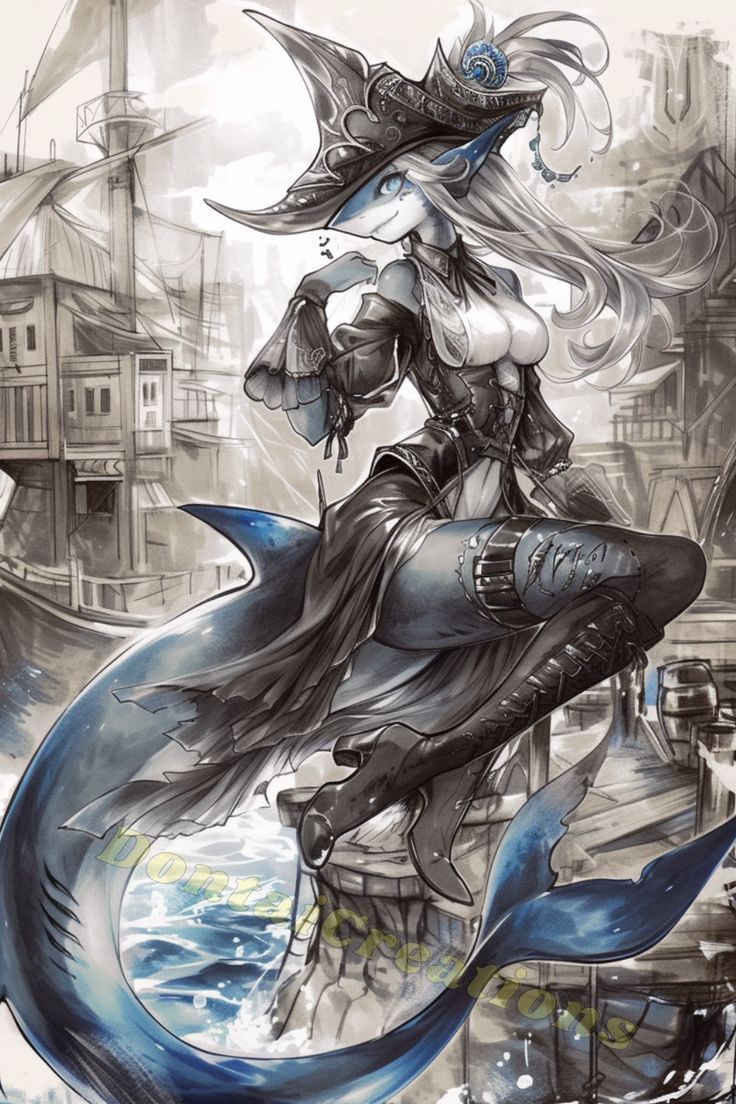 

Character Description

Species/Appearance: A  shark woman, combining sleek aquatic features (fins, a tail, and a shark-like face) with an ...