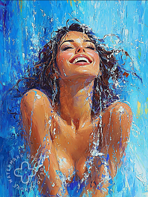 Beautiful Hula under a waterfall