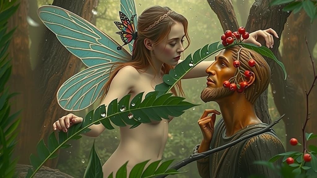 fairy with wooden statue