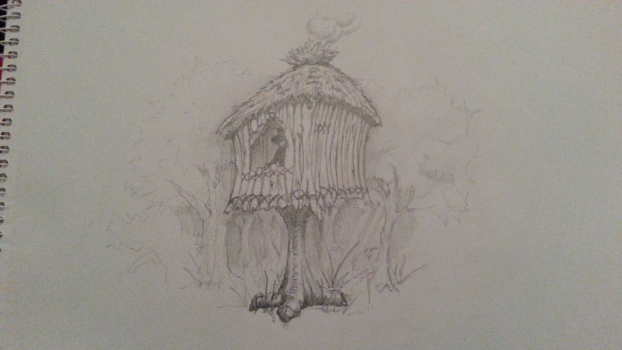 baba jaga house in the dark forest