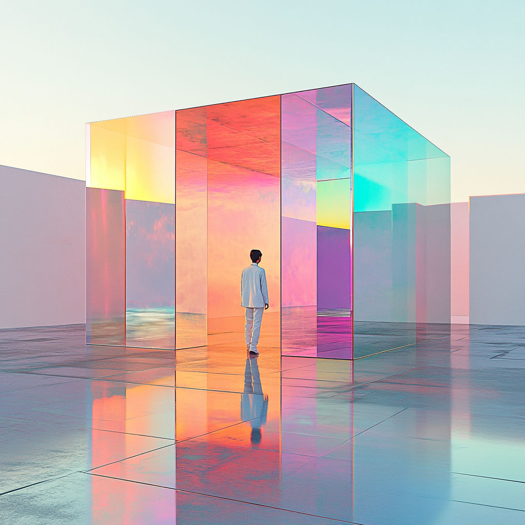 plumes of tangerine orange smoke risinf from the ground, a gigantic silver chrome hand bursts through the roof of the st...