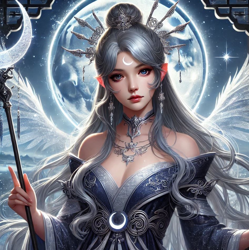 Selene Moonwhisper (Asian Female)
Appearance: Selene has a calm, mystical presence, with silver hair that flows like liquid moonlight. Her e...