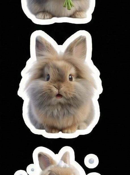 I want you to make stickers like these with this rabbit. I want the stickers to be cute, funny, and I want there to be a lot of them. It is ... - Start Image 1