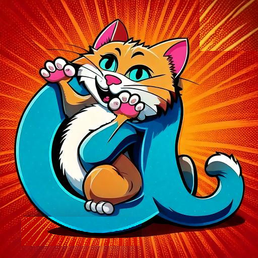 A vibrantly coloured cat with a hybrid of Bauhaus and Pop-art styles.