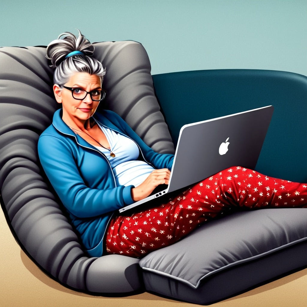 <lora:Inked:1.0> illustration of a 60 year old (medium to large) build woman, natural, unkempt, just woke up look, full face, square type fa...