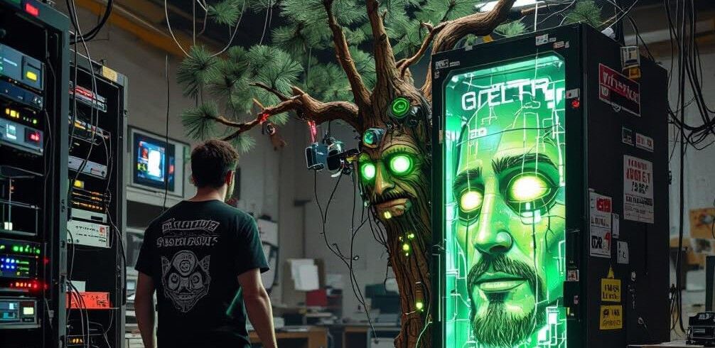 slow zoom in. over head light flickers a little. "It's about time" says the green holographic face with a lazy smirk as ...