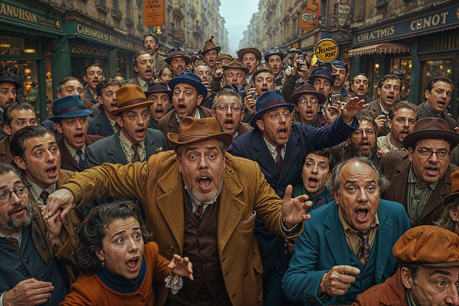 A mob on the verge of a nervous breakdown!