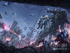 The towering humanoid figure stands at 20 meters, adorned in a striking black and gold color scheme with glowing light patterns. Its torso s...