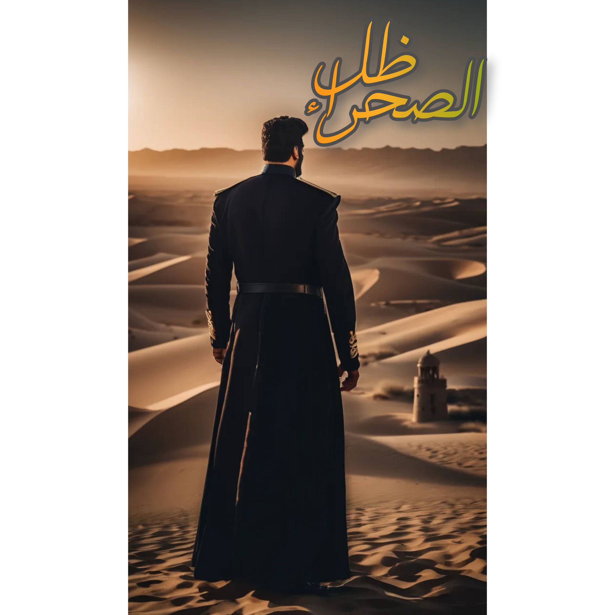 Description:  
In the vastness of the desert, three young individuals in their twenties stand with their backs to the viewer, each cloaked i...