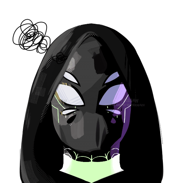Spidersona, one girl in a black suit with a neon green spider on her stomach. The black hoodie is attached to black masks with a neon green...