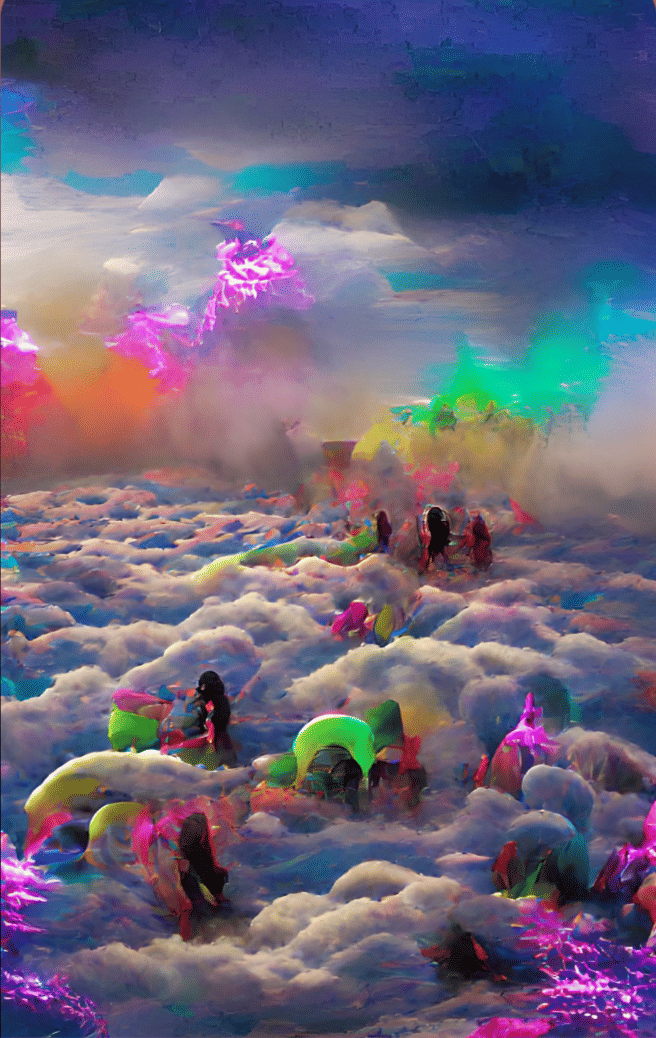 Rave in the clouds detailed painting