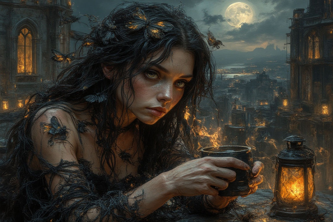 A contemplative woman with coffee mug