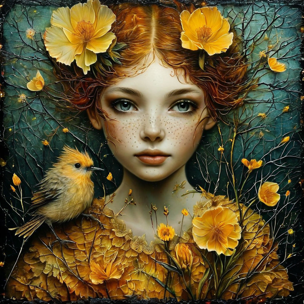 Whimsical girl with dandelion