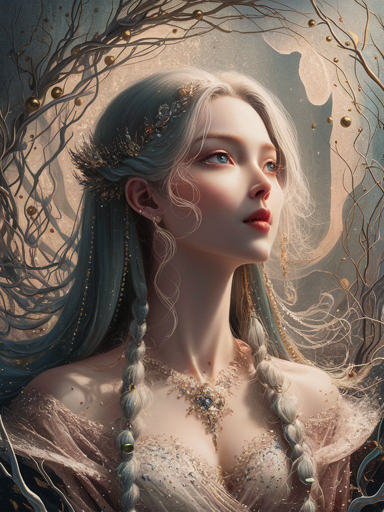 A captivating portrait of a serene female figure 