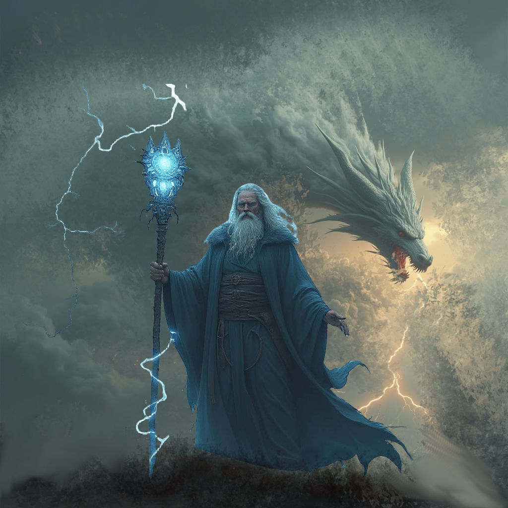 Dahg Mahn summons a storm dragon.
