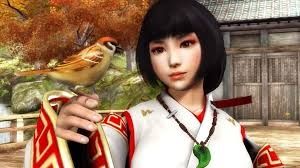 a brunette female shrine maiden with sparrow heals her friends in a medieval fantasy world.