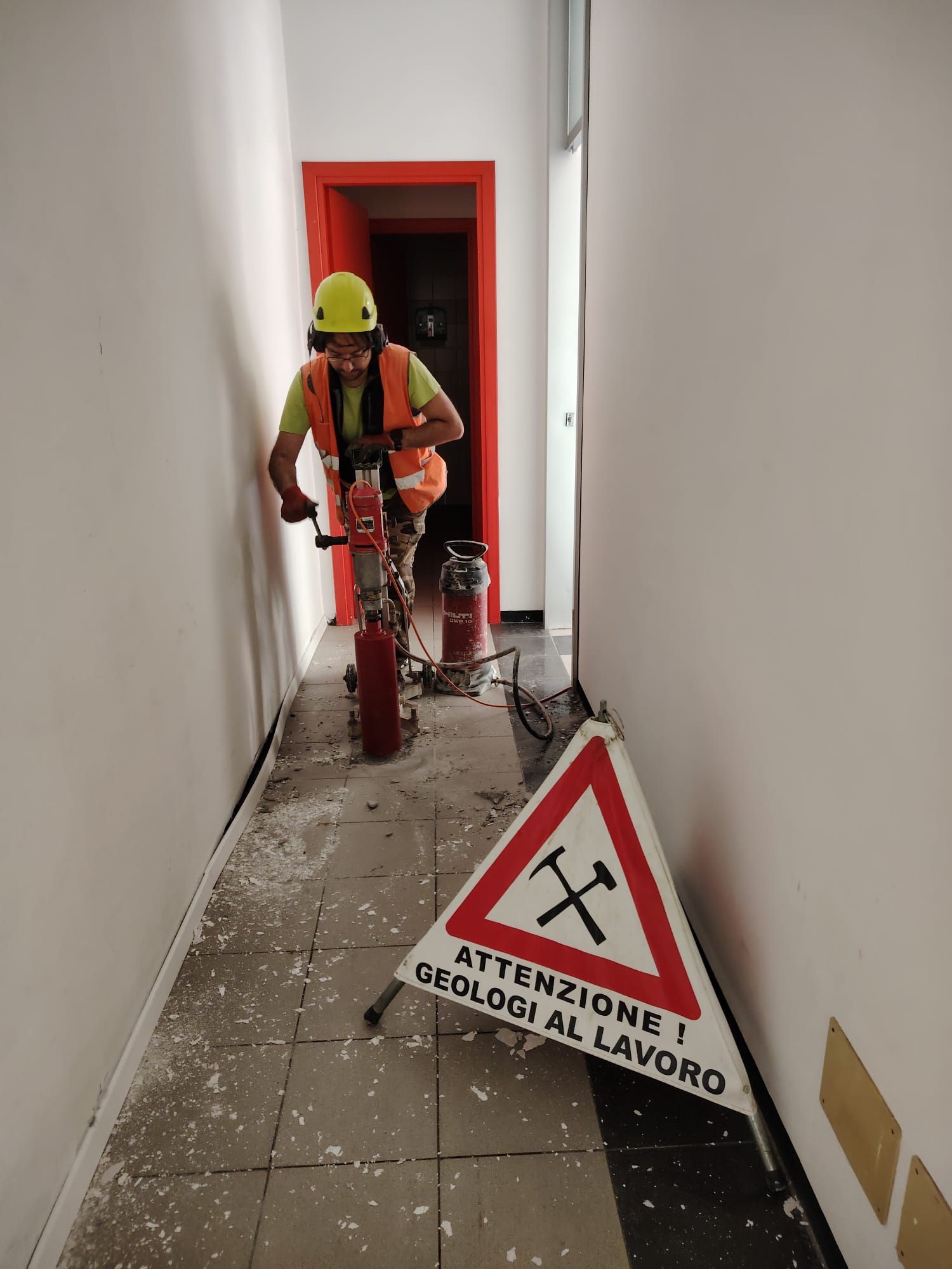 Geologist at work in a industry