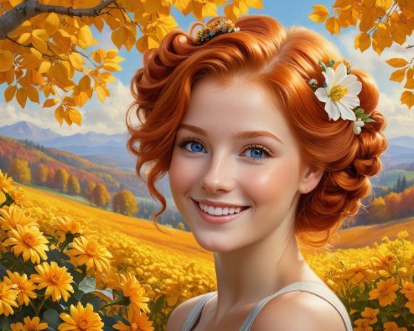 Jeune femme en jaune, l'automne.