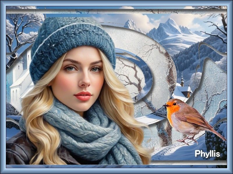 Jeune femme en bleu.